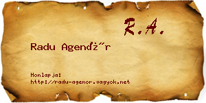 Radu Agenór névjegykártya